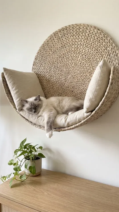 Miyavla™ Doğal Hasır Kedi Yuvası 🐾