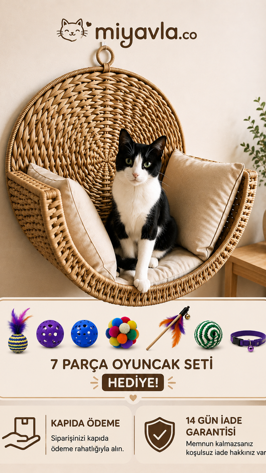 Miyavla™ Doğal Hasır Kedi Yuvası 🐾