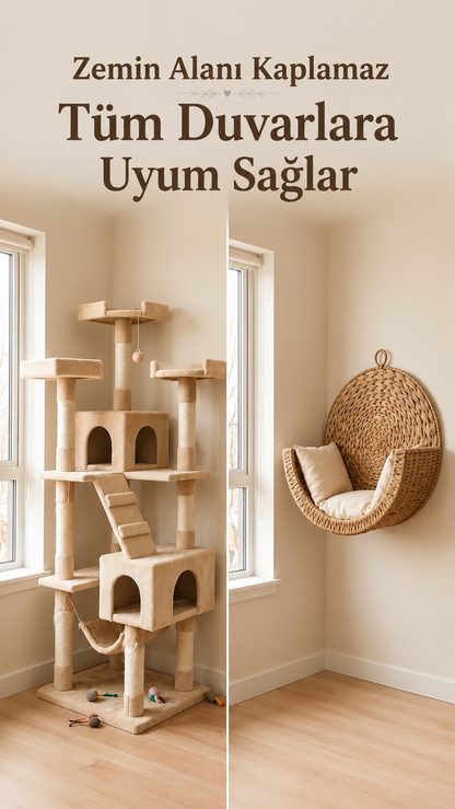 Miyavla™ Doğal Hasır Kedi Yuvası 🐾